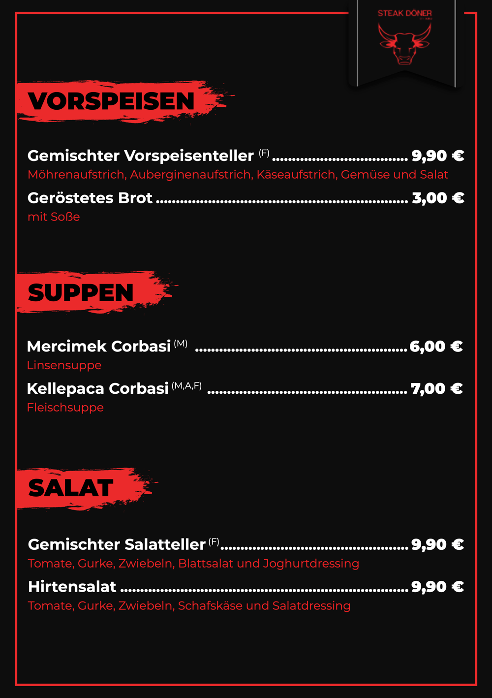 Speisekarte Abu’s Steakdöner – Seite 1
